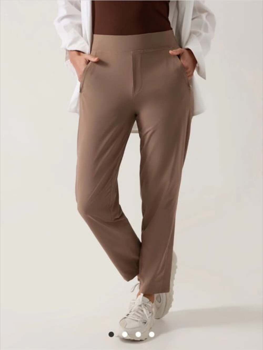 Athleta Brooklyn mid rise ankle pants rustic beige 10P athleisure neutral